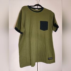 Olive Green Men's T-Shirt with Navy Accents